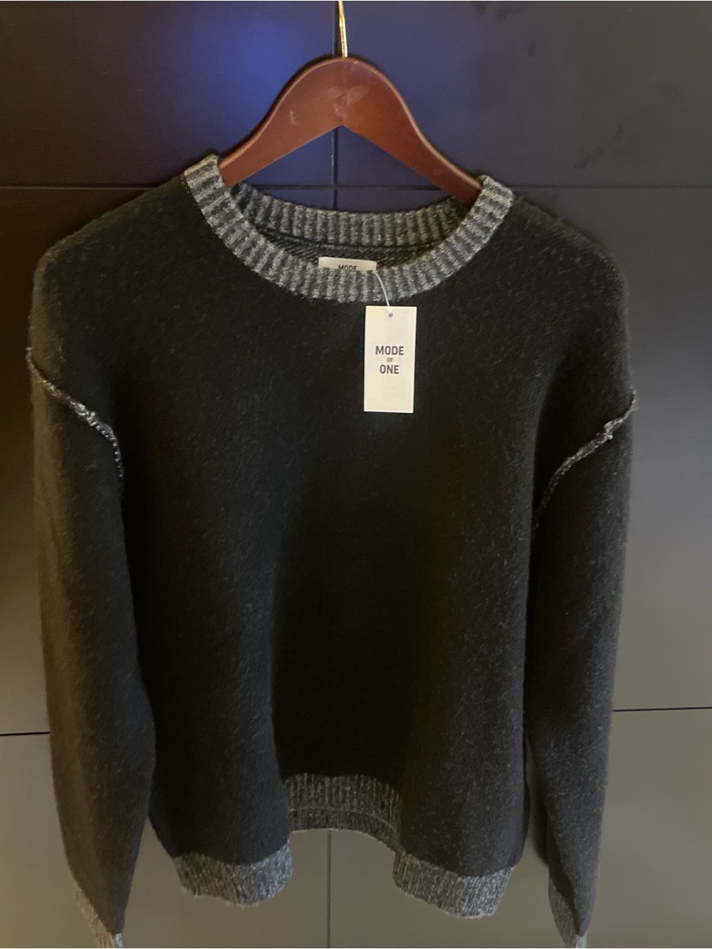 Mode One black sweater with grey accents #knitwear #winterwear